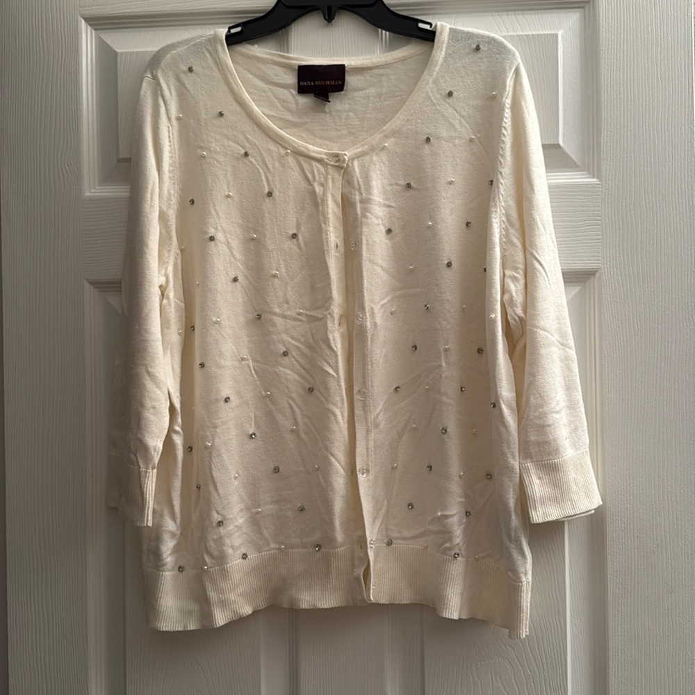 Off-white sweater cardigan by Dana Bachman